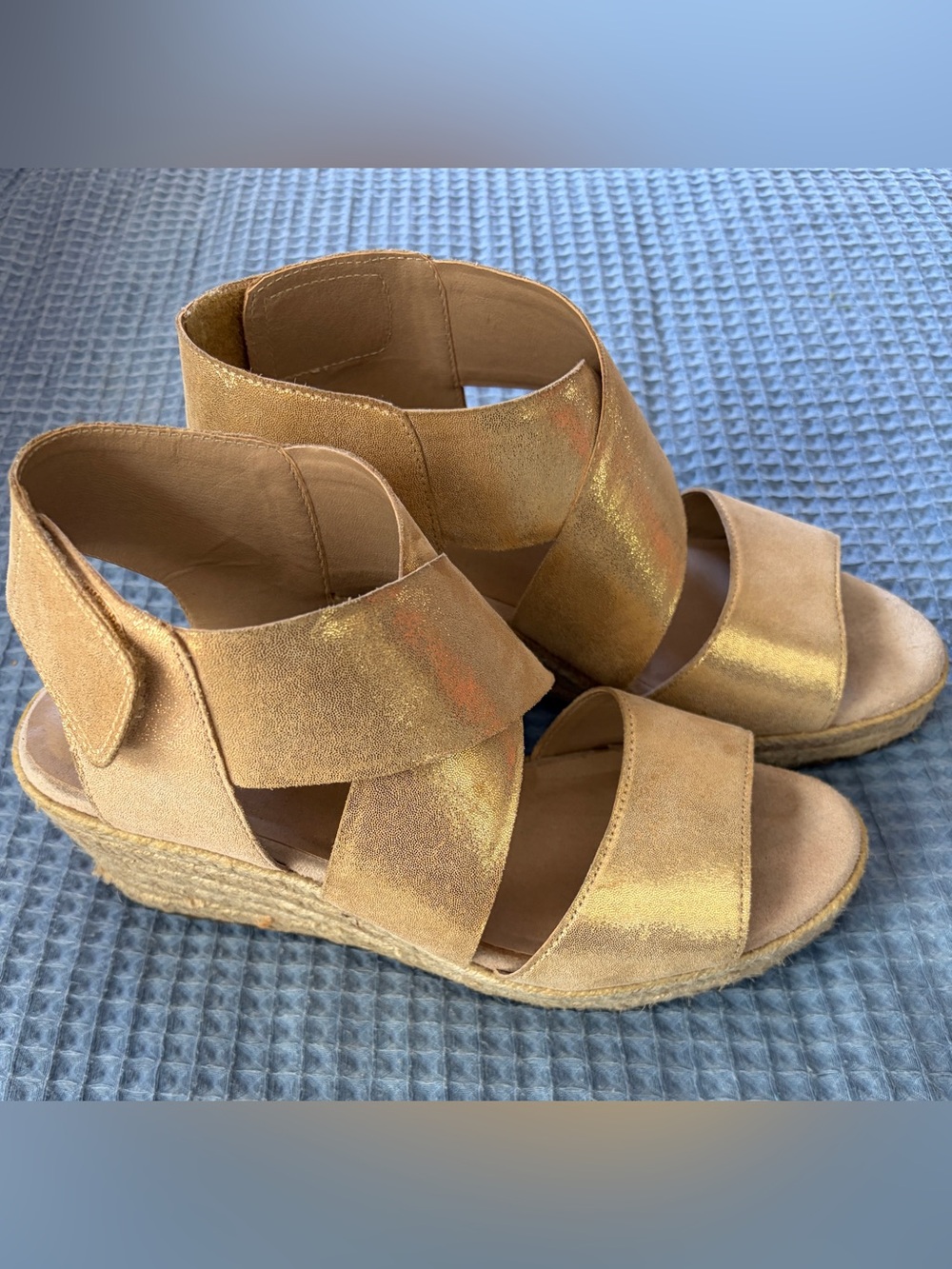 Soul NATURALIZER Womens Gold Espadrille Wedge Sandals